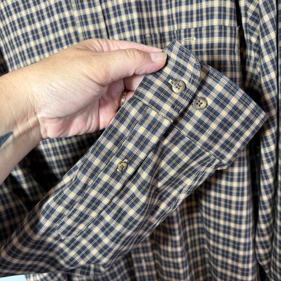 Gander Mountain Mens Plaid Button Front Top 2XL Blue/Brown Wrinkle Resistant - Picture 10 of 12